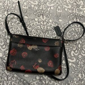 Coach Black and Red Floral Crossbody Bag